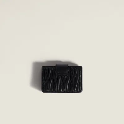 Miu Miu Matelassé Nappa Leather Card Holder In Brown