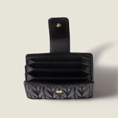 Miu Miu Matelassé Nappa Leather Card Holder In Brown