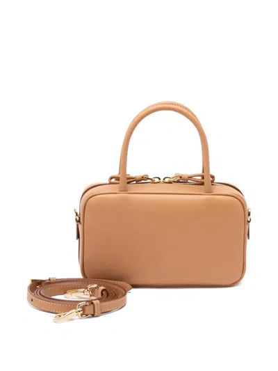 Prada Mini Leather Top Handle With Shoulder Strap Bags In Orange