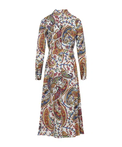 Etro Belted Paisley-print Cotton-voile Midi Shirt Dress In Multi
