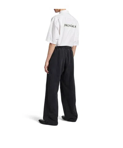 Balenciaga Short Sleeve Silk Blend Button Down Shirt In White