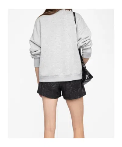 Zadig & Voltaire Womens Gris Chine Clai Oscar Heart-print Long-sleeve Cotton-jersey Sweatshirt In Gray