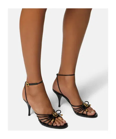 Versace Nappa Leather Sandals Strappy Design Ankle Strap In Animal Print