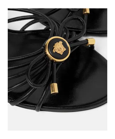 Versace Nappa Leather Sandals Strappy Design Ankle Strap In Animal Print