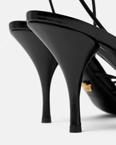 Versace Nappa Leather Sandals Strappy Design Ankle Strap In Animal Print