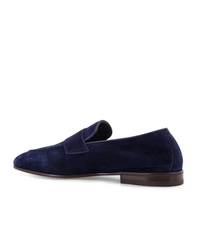 Brunello Cucinelli Suede Logo-embossed Loafers In Blue