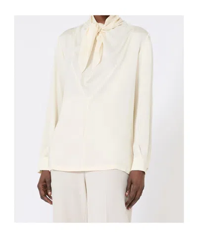 Max Mara Tie-detailed Silk Crepe De Chine Blouse In Multi