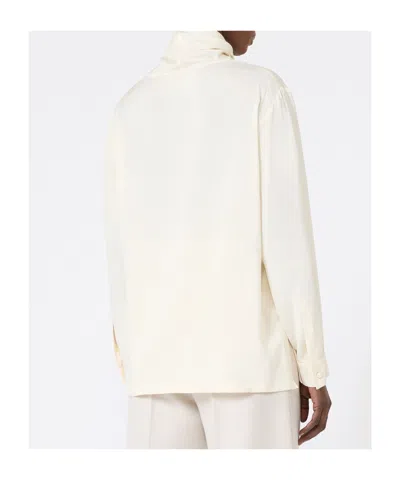 Max Mara Tie-detailed Silk Crepe De Chine Blouse In Multi