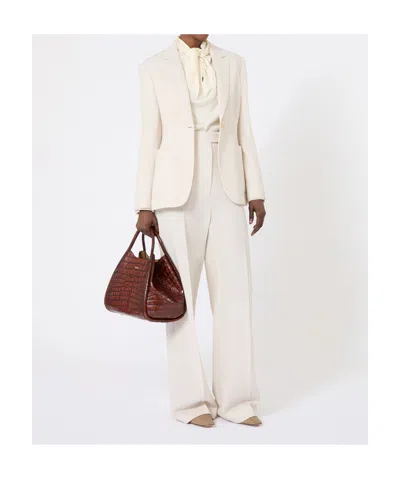 Max Mara Tie-detailed Silk Crepe De Chine Blouse In Multi