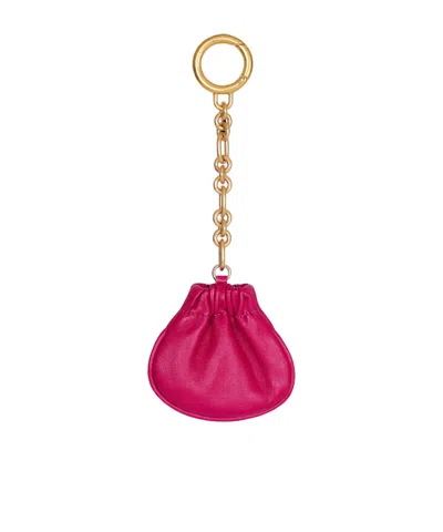 Balmain Pulse Leather Key Ring In Pink