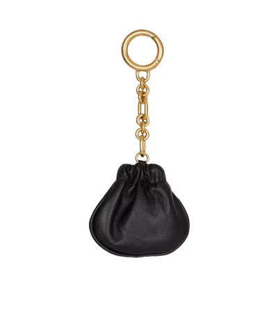 Balmain Pulse Leather Key Ring In Black