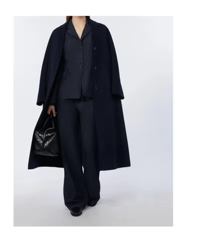 Max Mara Flared Wool Coat In Blue