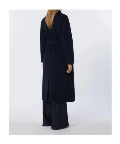 Max Mara Flared Wool Coat In Blue