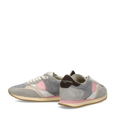 Philippe Model Blville Glitter Panelled Trainers In Gray