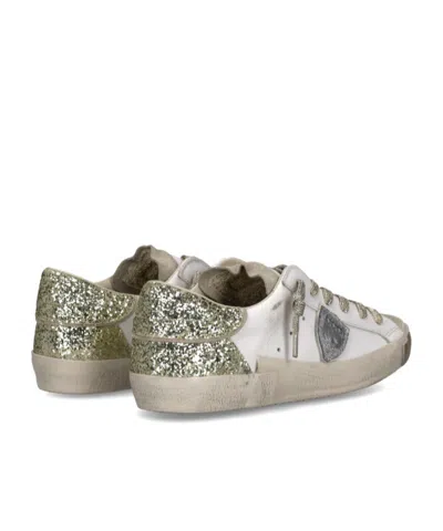 Philippe Model Sneakers Prsx Women With Glitter Heel Tab In White