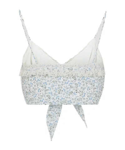 Ermanno Scervino Top Bow Detail Floral Pattern Lace In White