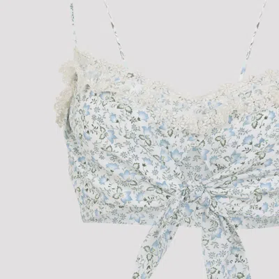 Ermanno Scervino Top Bow Detail Floral Pattern Lace In White