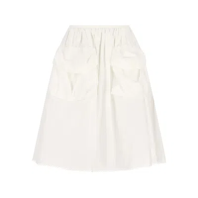 Miu Miu Pleated Midi Skirt In White