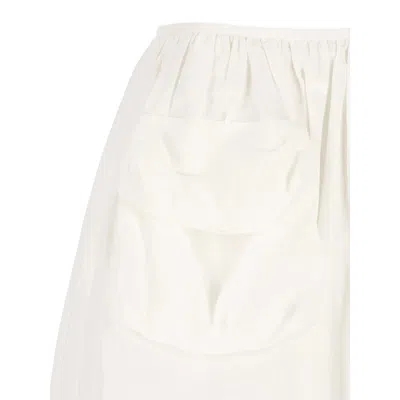 Miu Miu Pleated Midi Skirt In White
