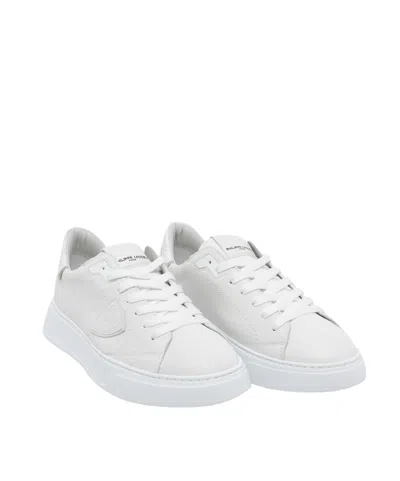Philippe Model Minimalist Leather Sneakers In White