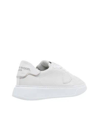 Philippe Model Minimalist Leather Sneakers In White