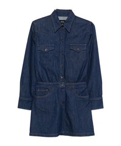 Apc A.p.c. Mini Denim Dress In Blue