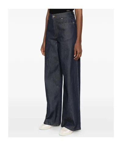 Apc Logo-embroidered Jeans In Gray