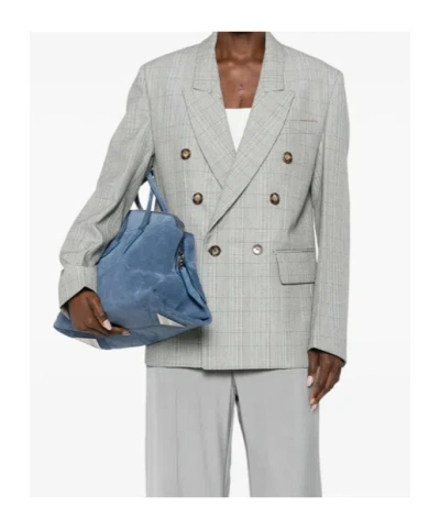 Victoria Beckham Check Wool Double-breasted Tailored Jacket Clothing In Gray