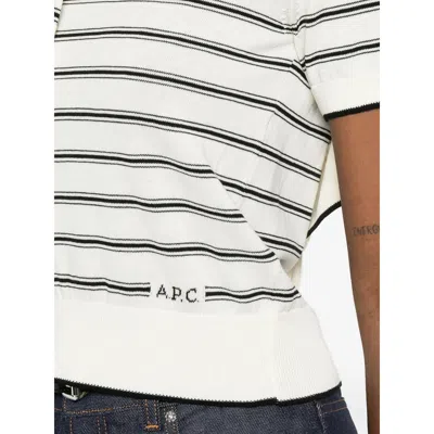 Apc Striped-pattern T-shirt In White