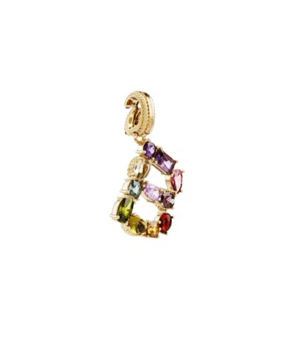 Dolce & Gabbana Charm B Lettering 18-carat Yellow Gold And Multicolored Gems In Gold