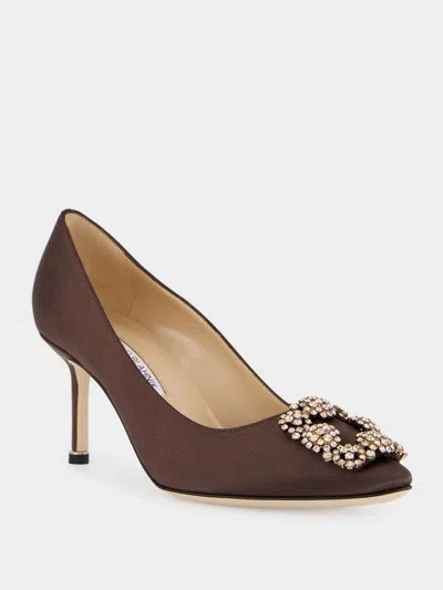 Manolo Blahnik Hangisi 70 Buckle High Heels In Brown