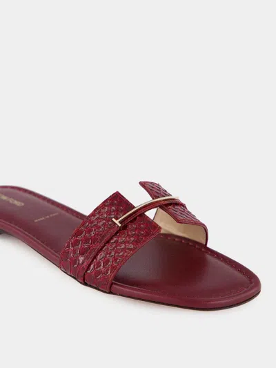 Tom Ford Textured-strap Buckle Flat In Red