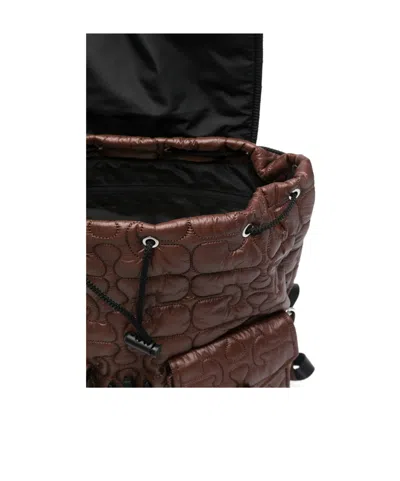 Ganni Quilted-design Backpack In Brown