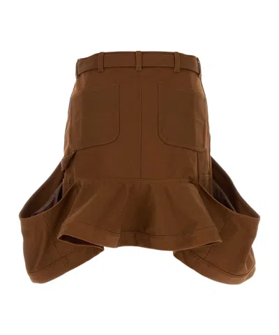 Sacai X Carhartt Wip Duck Belted Pocket Skirt In Brown