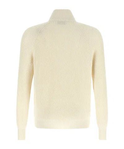 Brunello Cucinelli Zip Cardigan Sweaters And Cardigans White In Neutral