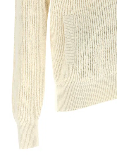 Brunello Cucinelli Zip Cardigan Sweaters And Cardigans White In Neutral