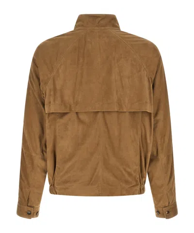 Brunello Cucinelli Suede Jacket Puffer Jackets Beige In Brown