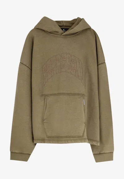 Represent Green Sweatshirt With Logo Lettering On The Front And Faded Effect In Cotton Man In Brown
