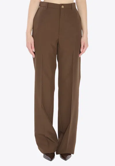 Gucci Straight-leg Tailored Pants In Brown
