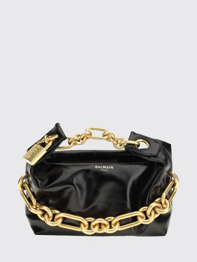 Balmain Sync Mini Chain-embellished Leather Tote In Black