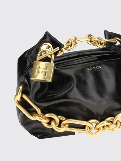 Balmain Sync Mini Chain-embellished Leather Tote In Black