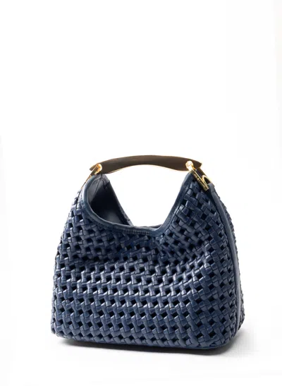 Elleme Small Boomerang Woven Leather Navy