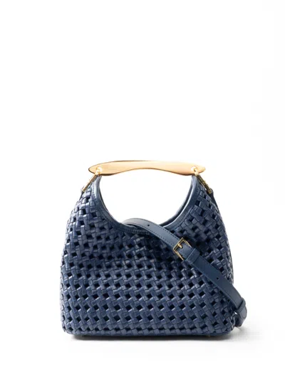 Elleme Small Boomerang Woven Leather Navy