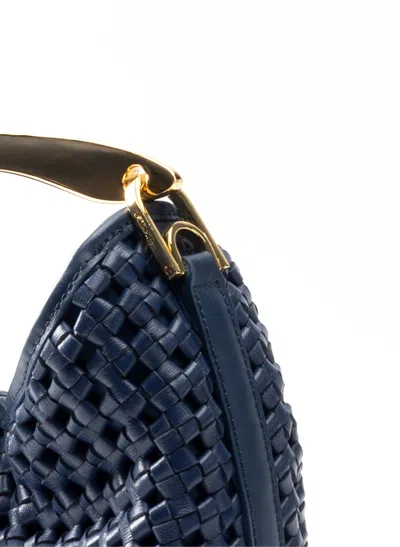Elleme Small Boomerang Woven Leather Navy