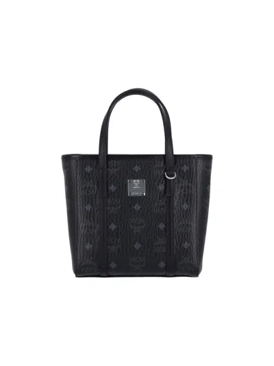Mcm Mini Toni Monogram Top Handle Bags In Black