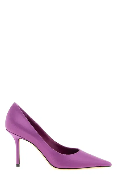 Jimmy Choo Love 85 Pointed-toe Slip-on Pumps In Purple