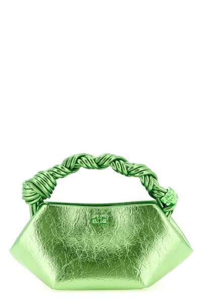 Ganni Bou Mini Metallic Leather In Green