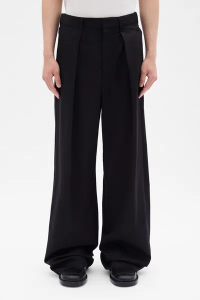 Ann Demeulemeester Botel Wide Leg Pleated Trousers In Black