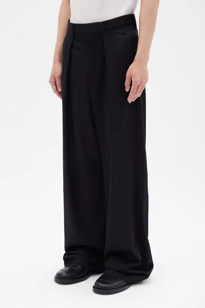 Ann Demeulemeester Botel Wide Leg Pleated Trousers In Black