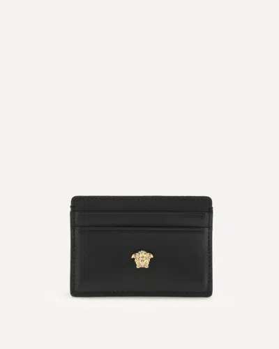 Versace La Medusa Leather Card Holder In Black